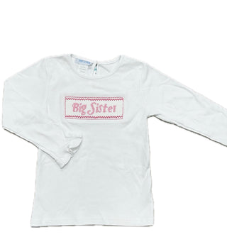 Vive La Fete Big Sister White Smocked Knit Ruffle L/S Shirt