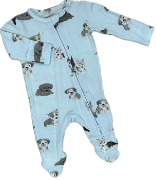 Angel Dear Gray Soft Puppies Zipper Footie