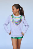 Belle Cher Lavender Beads Mardi Gras Sequin Sweatshirt