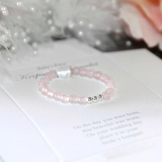 Pink and sterling silver baby's first keepsake bracelet in gift box with poem