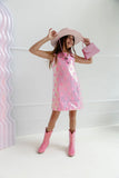 Lola and the Boys Pink Stars Sequin Dress