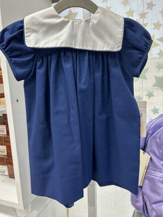 Lulu Bebe Square Collar Basic Dress- Navy