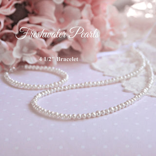 4.5 inch freshwater pearl and silver classic baby bracelet