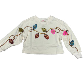 Peach Love Cream Sequin Christmas Lights Sweatshirt