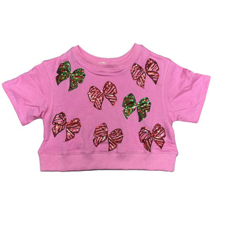 Peach Love Pink Sequin Bow Sweatshirt