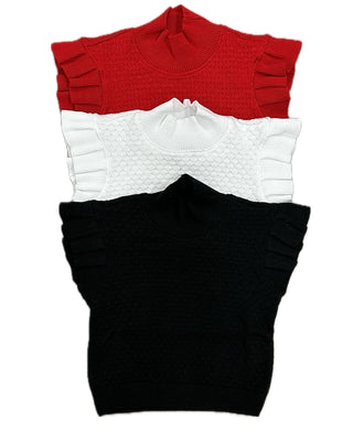 If So White Knit Ruffle Sleeves Top