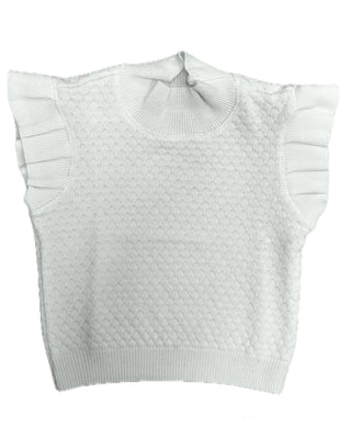 If So White Knit Ruffle Sleeves Top