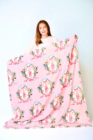 OTM Ballet Shoes Crest Minky Blanket