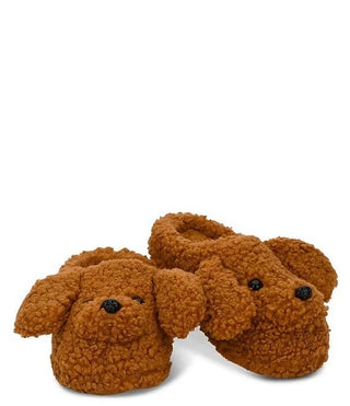 IScream Brown Puppy Furry Slippers