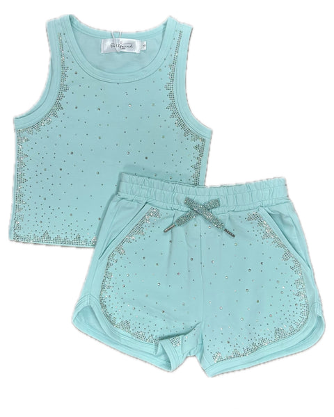 Teal Diamond Sparkle Short Set