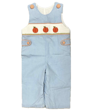 Banana Split Blue MicroGingham Smocked Pumpkin Longall