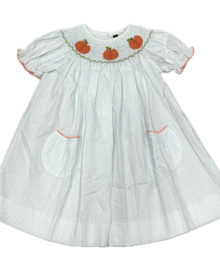 Banana Split Blue Polkadot Smocked Bishop Dress