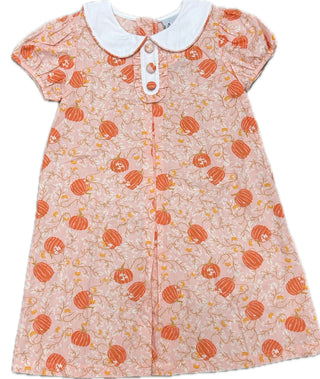 Delaney Orange Pumpkin Print Dress with Peter Pan Collar