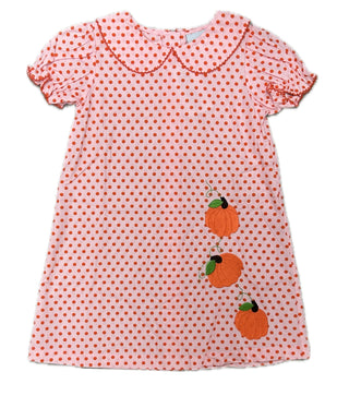 Delaney Orange Polkadot Embroidered Pumpkin Dress