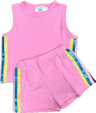 Blended Spirit Pink/Sequin 2Pc Knit Short Set