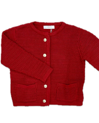 Lulu Bebe Cardigan with Gold Buttons- Red