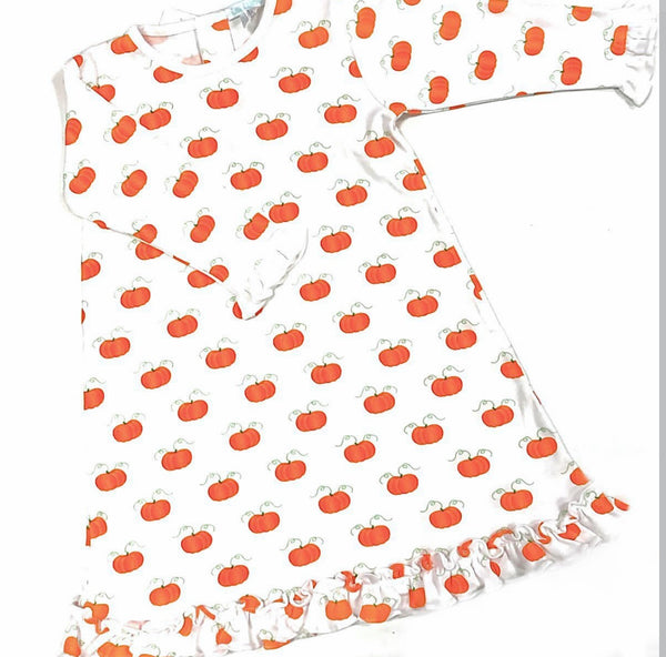 LaLuna White Pima Knit Pumpkin Nightgown