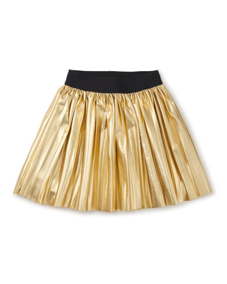 Tea Collection Pleated Metallic Twirl Skirt - Metallic Gold