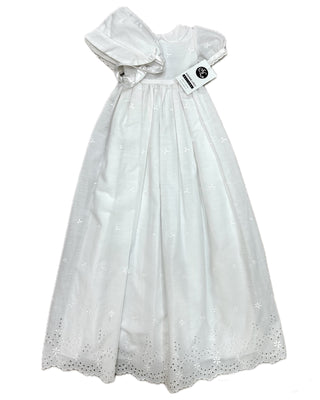 Susanne Lively White Embroidered Baptism Gown with Bonnet - 0/6M