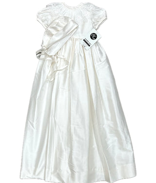 Susanne Lively Ivory Silk Baptism Gown with Bonnet - 0/6M