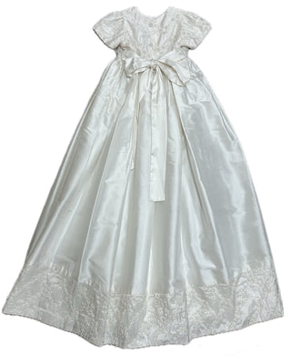 Susanne Lively Ivory Silk Baptism Gown with Seed Pearls & Bonnet - 0/6M