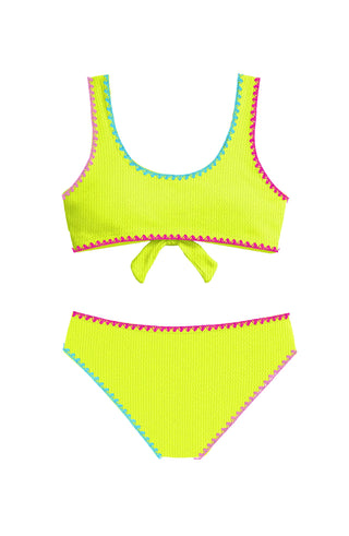 Izzy Crinkle Tie Bikini with Embroidered Trim