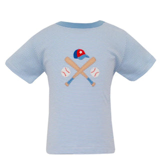 Baseball Light Blue Knit Striped Tee