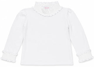 Lulu Bebe Mary White LS Ruffled Collared Top