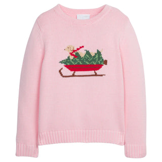 Little English Intarsia Sweater - Pink Holiday Lab