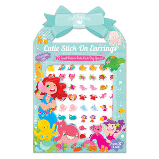 32 Pair Girl Nation Cutie Stick-On Earrings: Mermaids & Friends