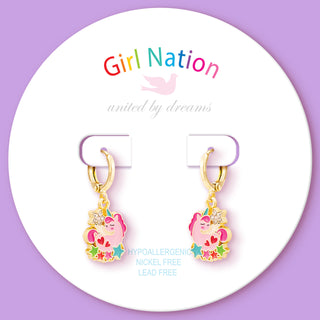 Huggie Hoop Dangle Earrings-Enchanted Unicorn