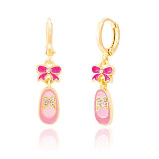 Ballet Bliss Cutie Enamel Huggie Hoop Dangle Earrings