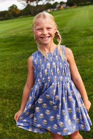 Pink Chicken Periwinkle Small Bud Girls Sleevless Waverly Dress