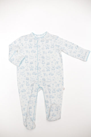 Bei Bei bamboo snap romper in blue Nursery Toile, additional view