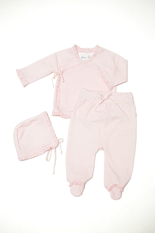 Bei Bei 3-piece bamboo ruffle set in petal pink, additional view