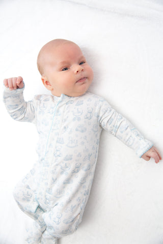 Bei Bei bamboo snap romper in blue Nursery Toile