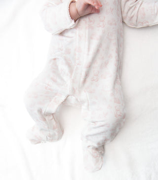 Bei Bei puff sleeve bamboo snap romper in pink Nursery Toile, additional view
