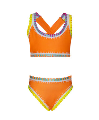 PQ Swim Mandarin Sporty Rainbow Embroidered Bikini