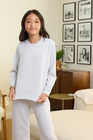 Ocean Drive Kids Cloud Fleece Crewneck in Spring Grey