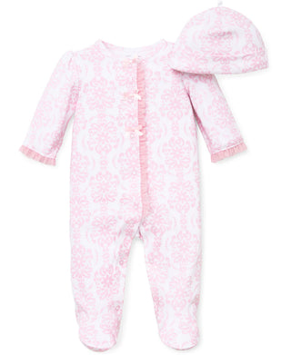 Little Me 2Pc Footie Set - Pink Damask Scroll