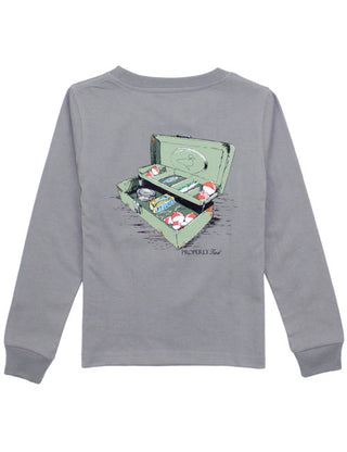 Properly Tied L/S Battleship Grey Tackle Box Graphic Tee