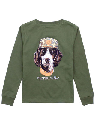 Properly Tied L/S Olive Man's Best Friend Graphic Tee