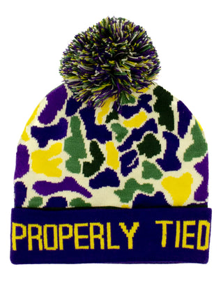 Properly Tied Mardi Gras Camo Breck Beanie