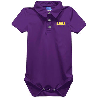 Vive La Fete Purple Embroidered LSU Tigers Polo Onesie