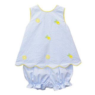 Zuccini 2Pc Blue Seersucker Lemon Sundae Set