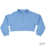 Azarhia Oversized Quarter Zip Cropped Sweatshirt
