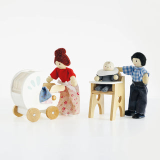Wooden Dollhouse Nursery & Baby Set
