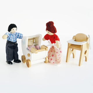 Wooden Dollhouse Nursery & Baby Set