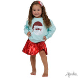 Azarhia Sequin Santa Claus on Seafoam Holly Sweatshirt