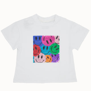 Azarhia Sequin Rainbow Smiley on Boxy Tee